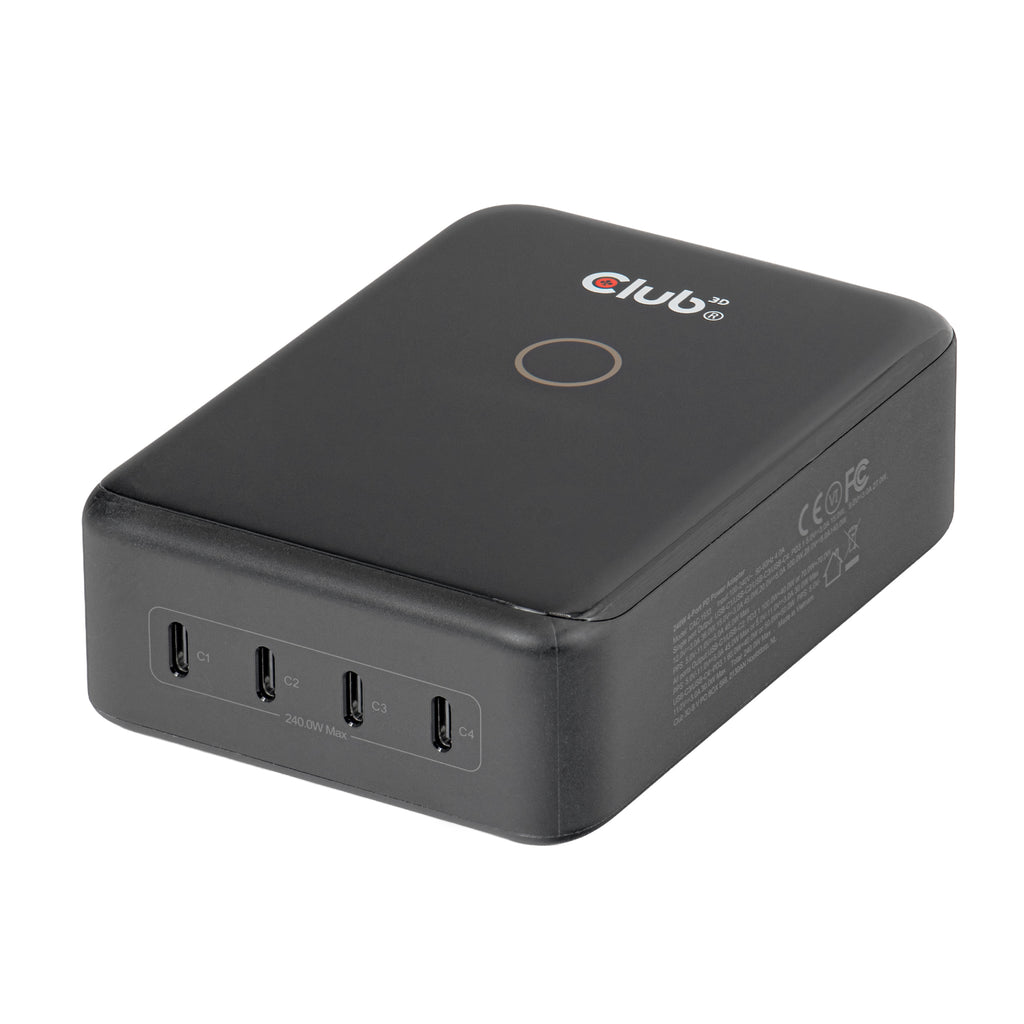 CLUB3D CAC-1933 Chargeur Universel Secteur Charge Rapide, 4 Ports USB-C, Noir