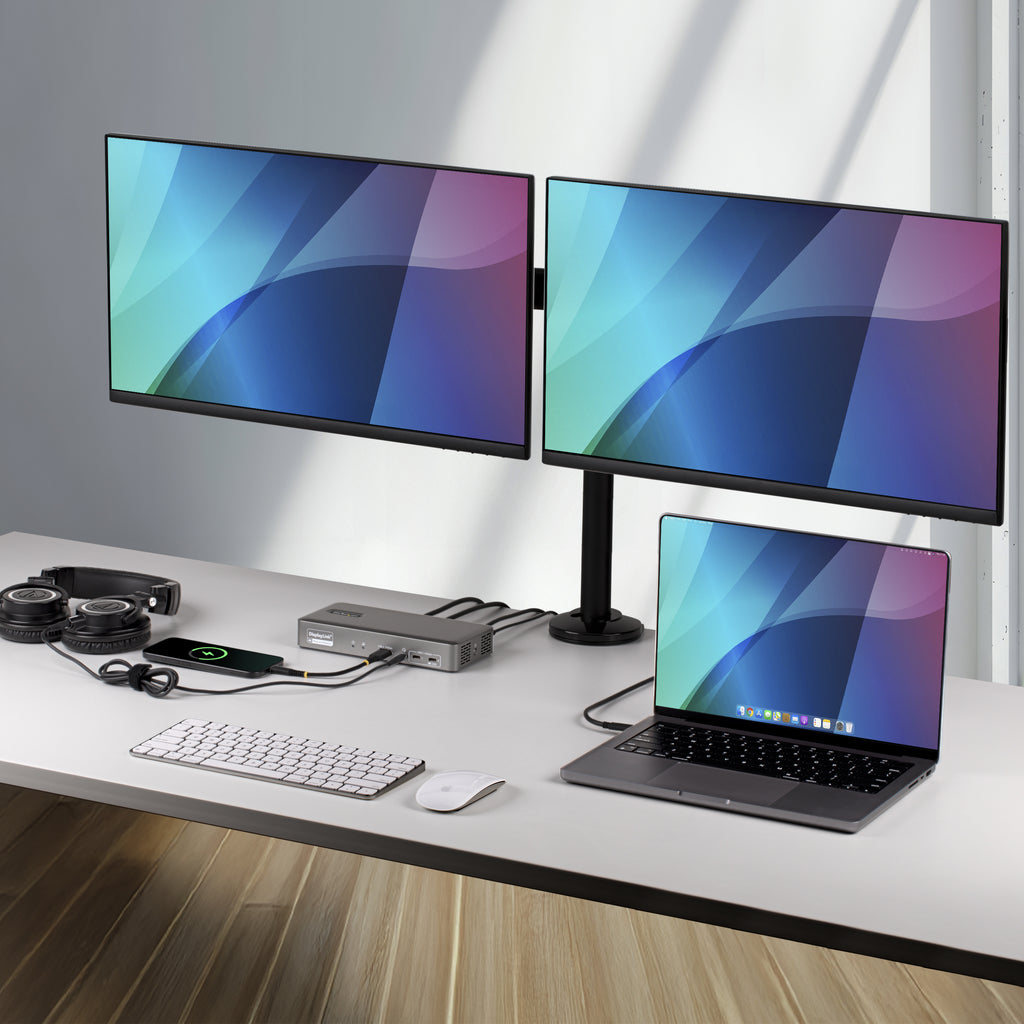 StarTech.com Station d'Accueil USB-C pour Deux Écrans, 4K 60Hz, HDMI ou DisplayPort, Recharge de PC Portable 96W, Gigabi