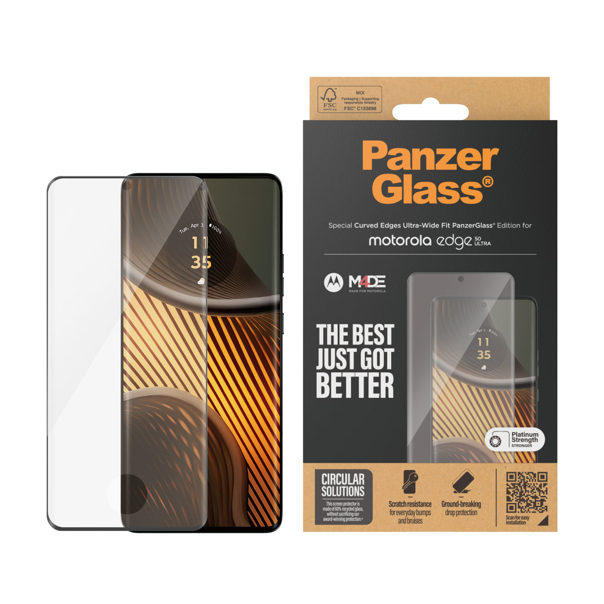 PanzerGlass ® Screen Protector Motorola edge 50 ULTRA | Ultra-Wide Fit Protection d'écran transparent 1 pièce(s)
