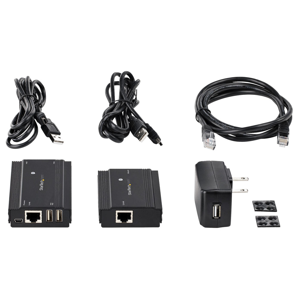 StarTech.com Hub USB 2.0 sur Câble Ethernet CAT5e/CAT6/CAT7, 4 Ports, Extension 100m, Boîtier Métal, Alimentation Extern