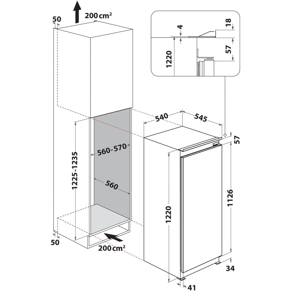 Whirlpool ARG 7342 frigo combine Intégré 189 L Blanc