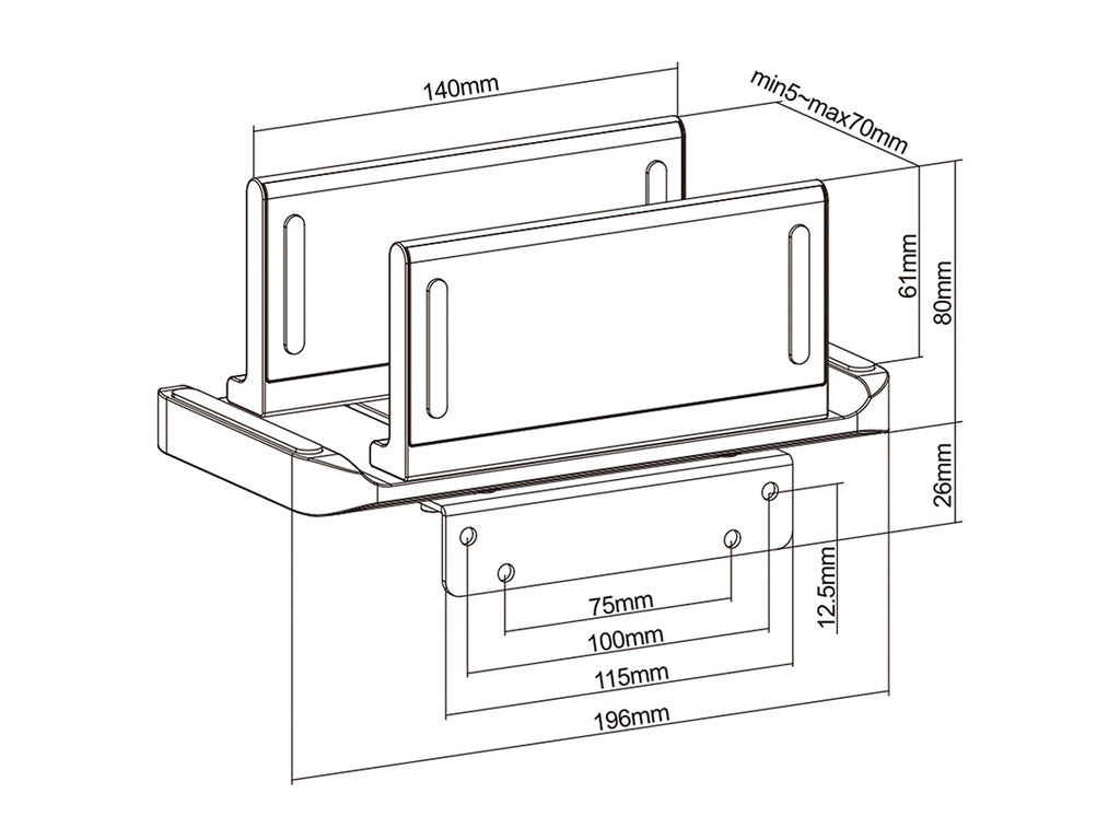Multibrackets 4455 support pour unité centrale Support de bureau et de CPU Noir