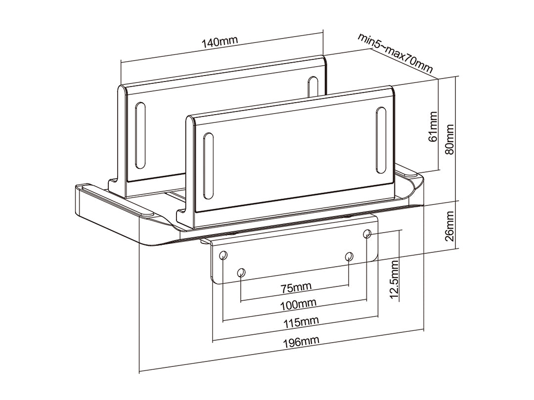 Multibrackets 4455 support pour unité centrale Support de bureau et de CPU Noir