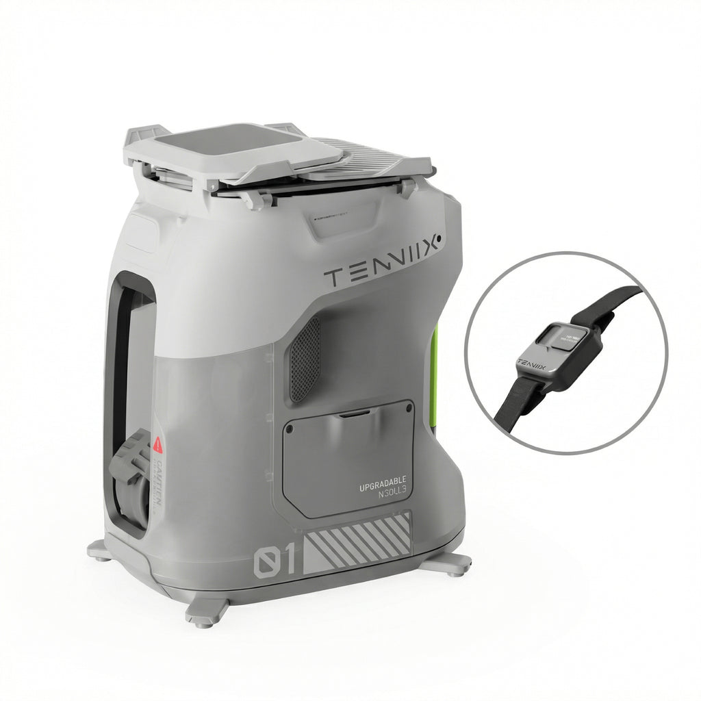 TENNIIX Basic Mint White robot de tennis IA, 100+ services / contrôle vocal et par application / écran LED / moteur QDD, 1 000+ modes d'entraînement personnalisés