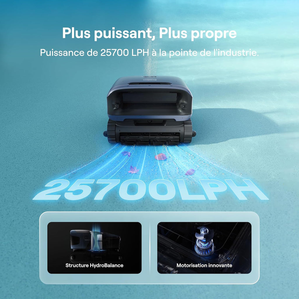 Beatbot M70 Version Robot de Piscine, Nettoyeur de Piscine 4-en-1, Débit de 25700 L/h, Station d'Accueil de Surface Intelligente, Capacité de Déchets de 6 L, Batterie de 10000 mAh