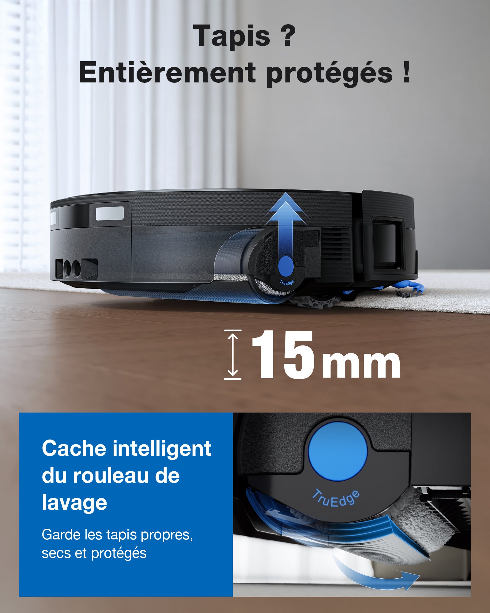DEEBOT X12 OmniCyclone robot aspirateur et laveur – Station OmniCyclone tout-en-un, FocusJet pour la pré-dissolution des taches, serpillière autonettoyante OZMO ROLLER 3.0