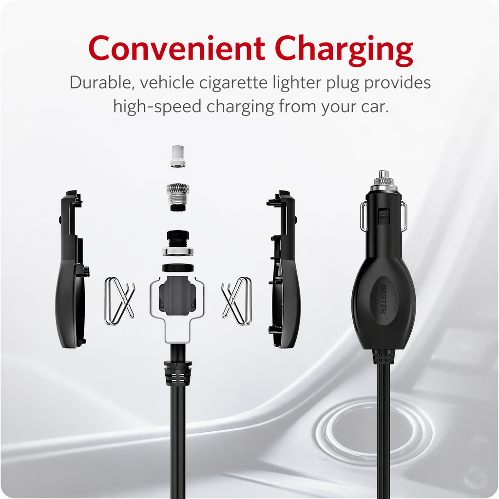 BESTEK Convertisseur de Tension 300W Onde Sinusoïdale Modifiée 12V vers 230V, avec Prise AC, 2 Ports USB (4.8A Total) & Prise Cigarette pour Voiture (Rouge)