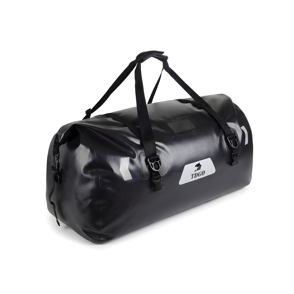 Sac arrière moto 36L, sac à dos grande capacité en PVC, rangement universel pour moto, sac étanche à fermeture enroulable avec bandes réfléchissantes, adapté au camping