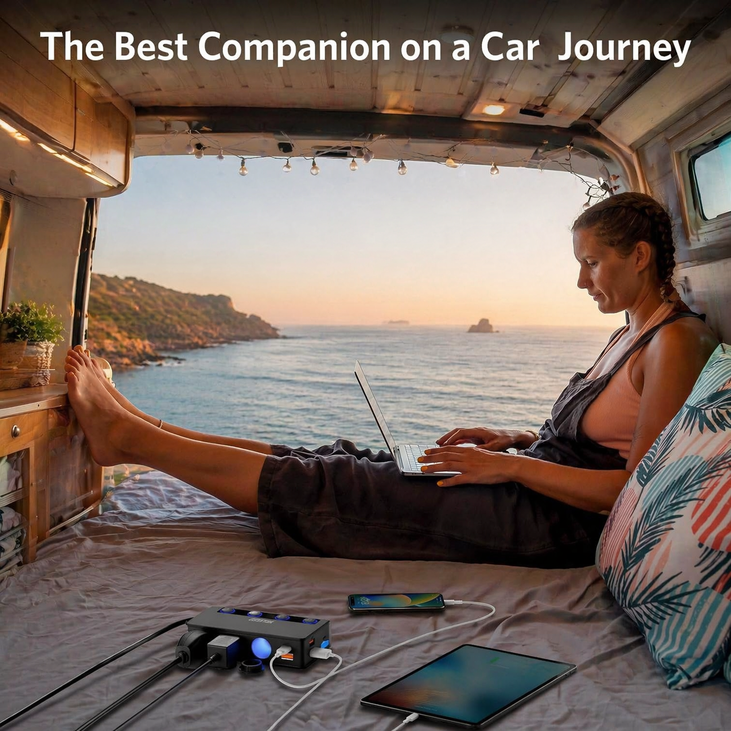 BESTEK Distributeur de Prise Cigarette 9 en 1 180W, Chargeur Voiture avec 65W PD & 4 Ports QC3.0, Adaptateur Prise Cigarette USB-C avec Lampe LED pour iPhone, Dash Cam, iPad & GPS