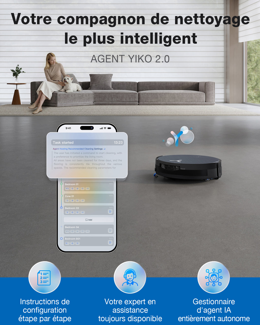 DEEBOT X12 OmniCyclone robot aspirateur et laveur – Station OmniCyclone tout-en-un, FocusJet pour la pré-dissolution des taches, serpillière autonettoyante OZMO ROLLER 3.0