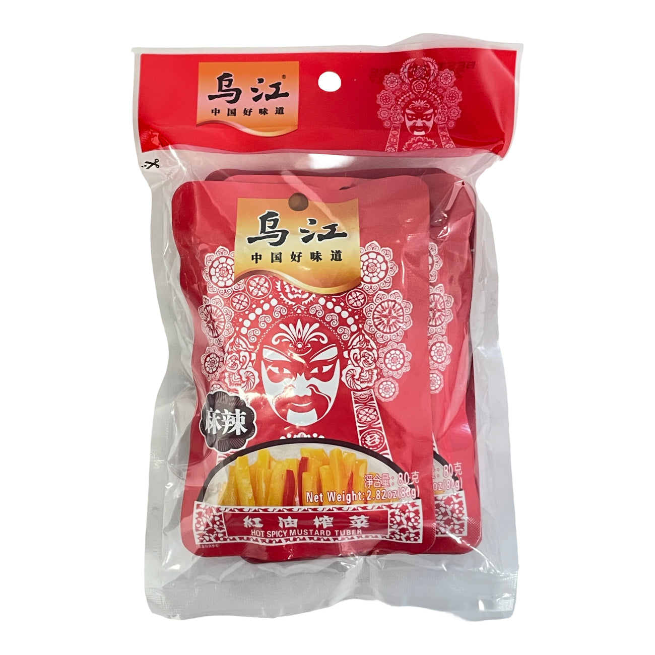 Wu Jiang Tubercules de moutarde marinés à l'huile de piment fort 80 g x 4