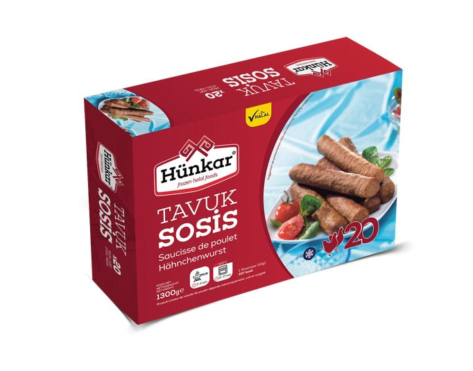 HÜNKAR Lot de 20 saucisses de poulet Halal - 1,3 kg