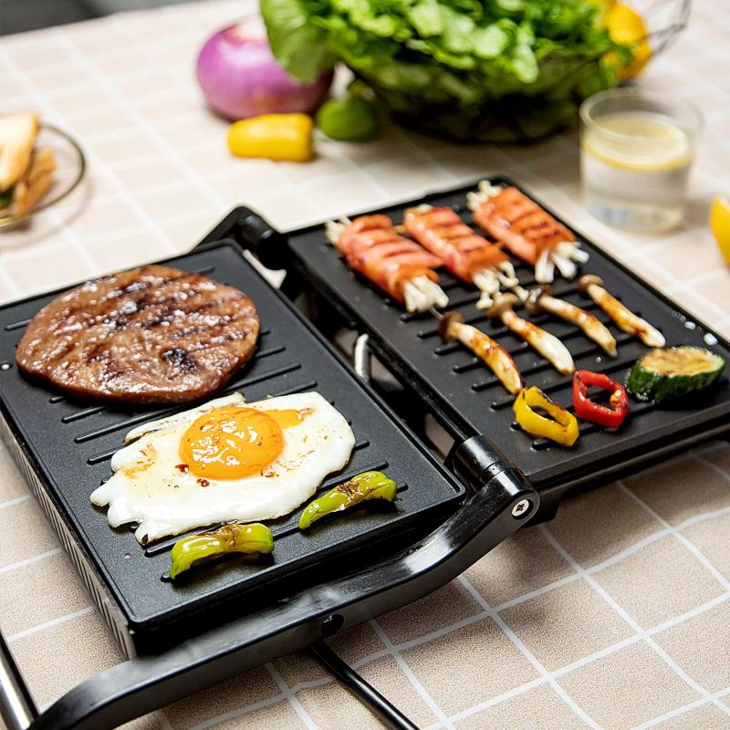 Aigostar Appareil à panini et grill de contact antiadhésif 800 W Argent et Noir prise VDE