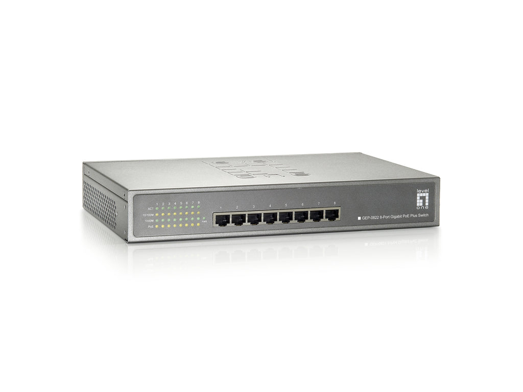 LevelOne GEP-0822 Commutateur Réseau Gigabit Ethernet PoE Gris