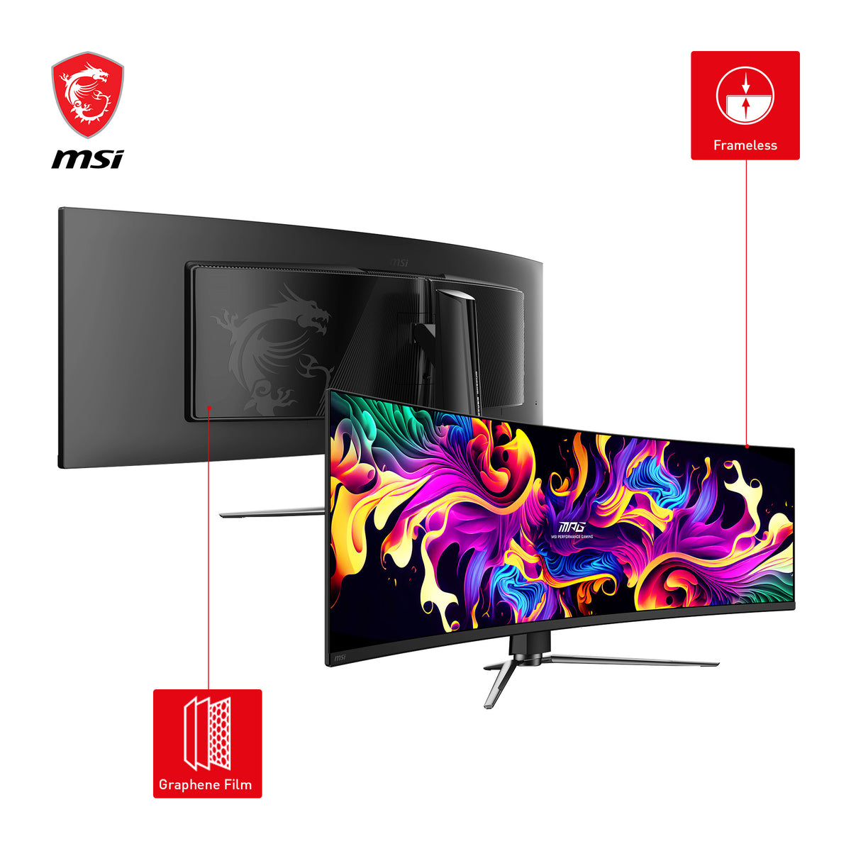 MSI MPG 491CQPDE QD-OLED écran plat de PC 124,5 cm (49") 5120 x 1440 pixels Dual QHD Noir