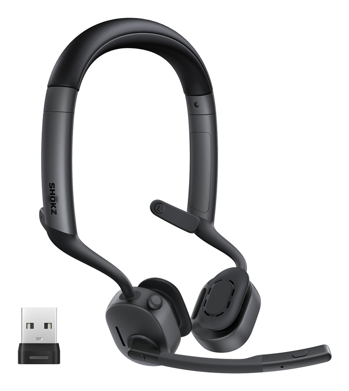 SHOKZ OpenMeet2 UC Casque Sans fil Open-ear Bureau/Centre d'appels Bluetooth Noir