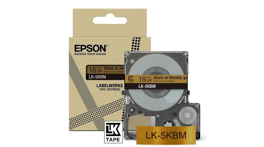 Ruban Epson LK-5KBM Noir et Or pour LabelWorks LW-C410, 1,8 cm