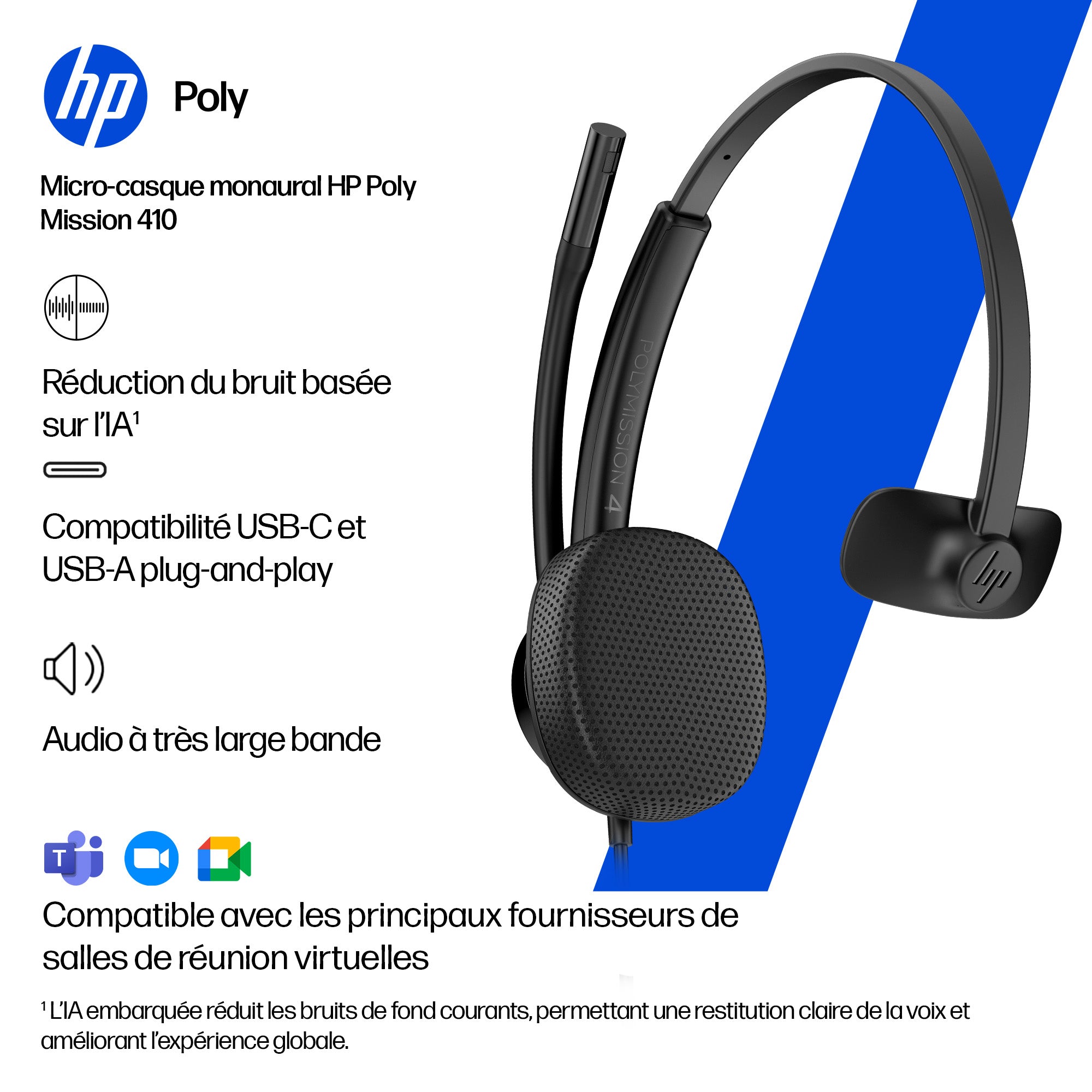 HP Poly Micro-casque filaire USB binaural Mission 425