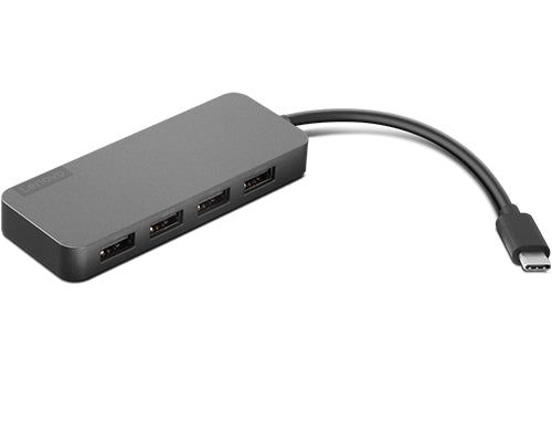 Lenovo USB-C to 4 Port USB-A Hub Grå - vue 3
