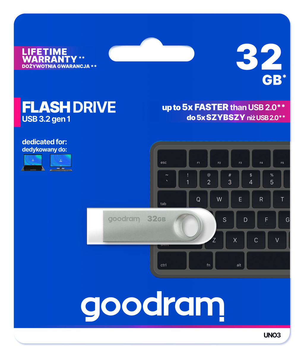Goodram USB UNO3-0320S0R11 lecteur USB flash 32 Go USB Type-A 3.2 Gen 1 (3.1 Gen 1) Argent