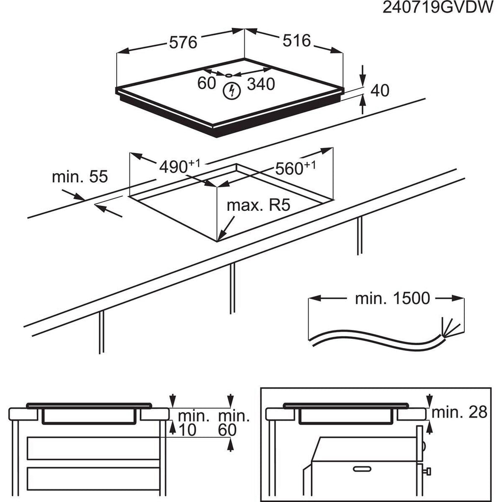 AEG TN64RA06XB Noir Intégré 60 cm Céramique 4 zone(s)