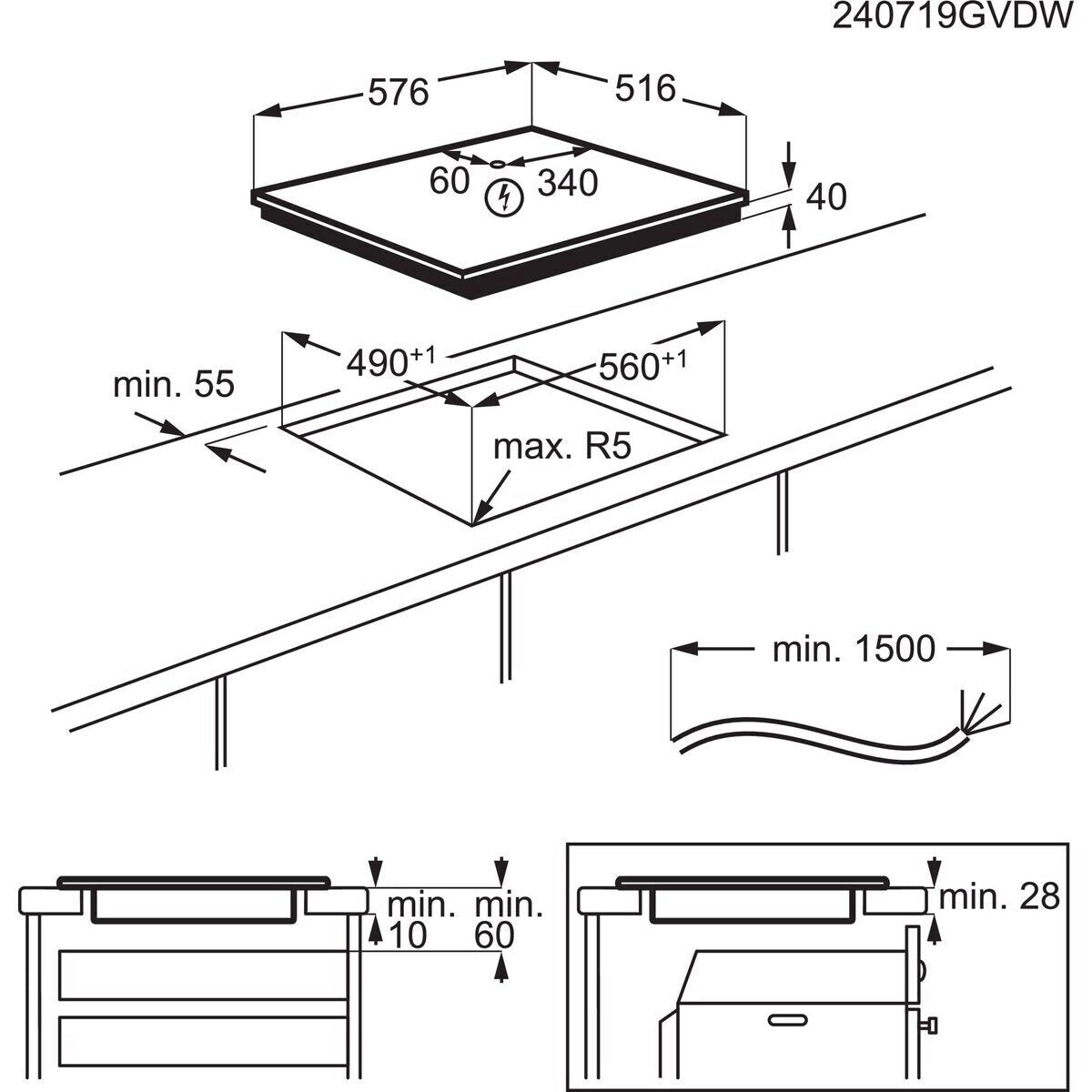 AEG TN64RA06XB Noir Intégré 60 cm Céramique 4 zone(s)