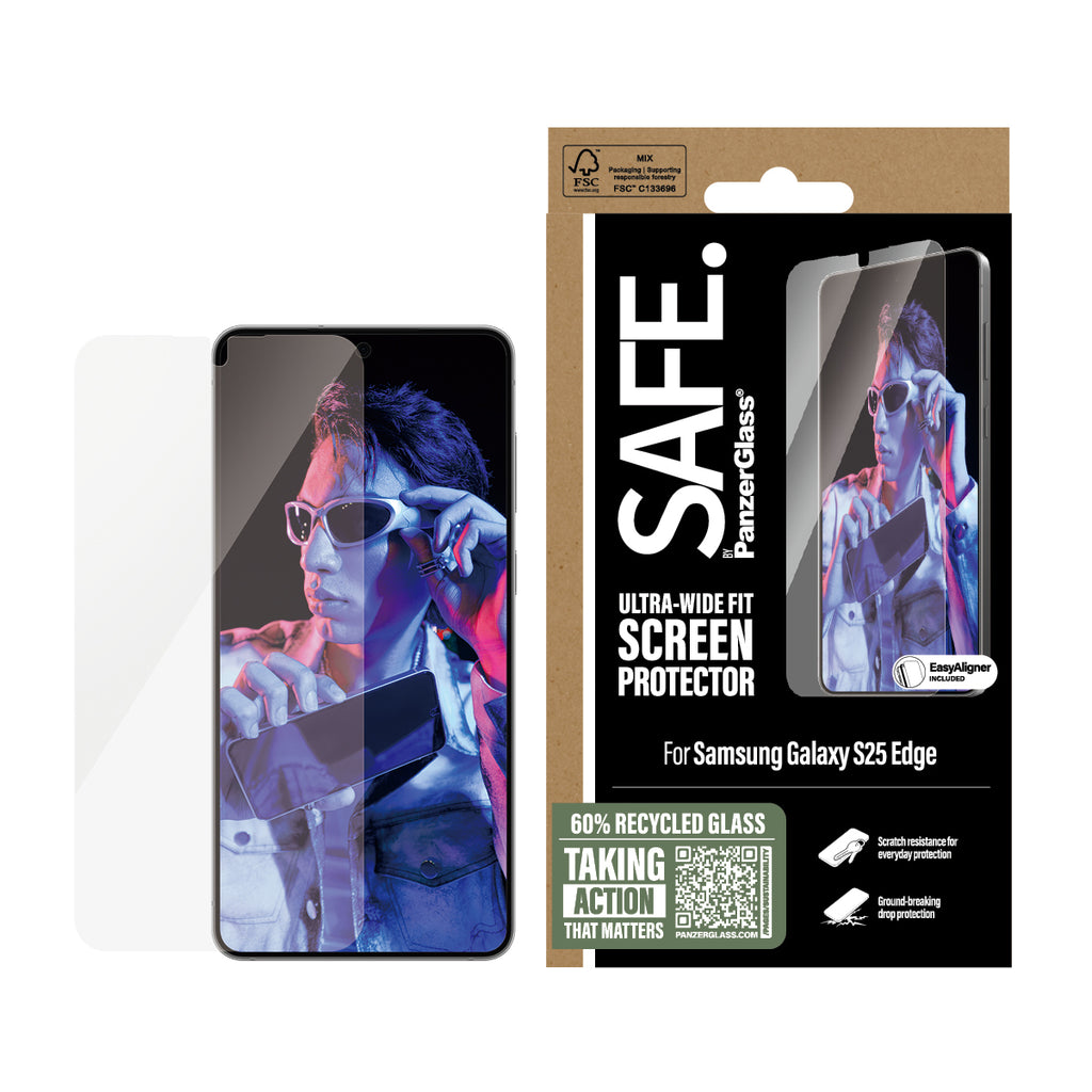 PanzerGlass PanzerGlass SAFE. by ® Screen Protector Samsung S25 Edge | Ultra-Wide Fit Protection d'écran transparent 1 pièce(s)