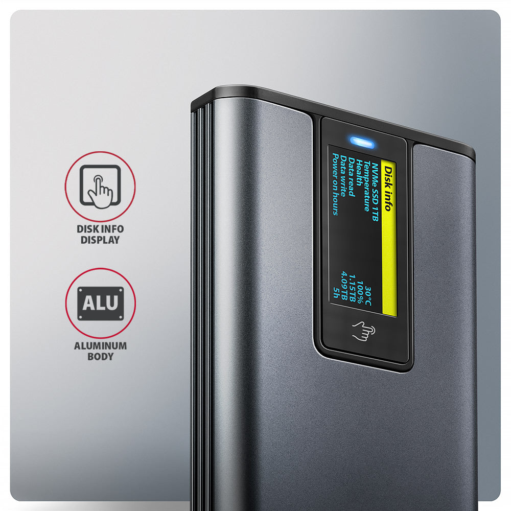 AXAGON Ekstern Lagringspakning USB-C 3.2 (Gen 2) M.2 NVMe Card / PCIe (NVMe) - vue 3