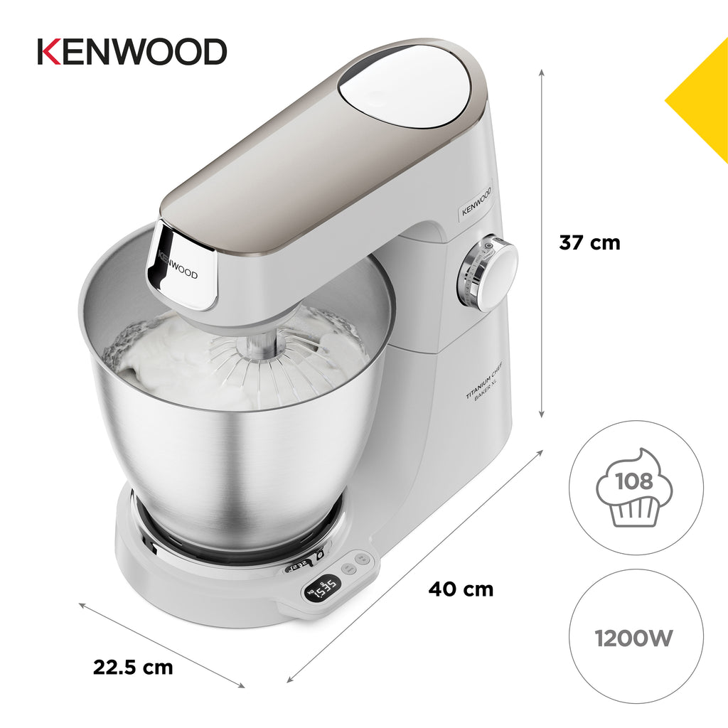Kenwood Titanium Chef Baker XL Robot de Cuisine 1200 W 7 L Blanc avec Balances Intégrées