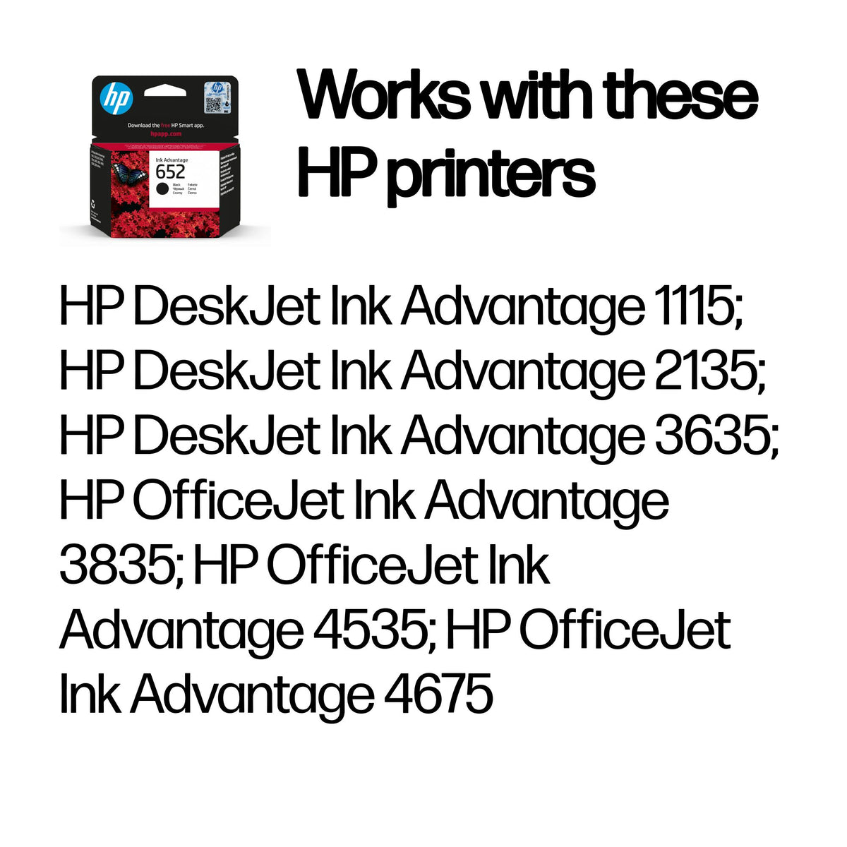 Cartouche d'Encre Compatible Référence F6V25AE 652, Noir, 360 Pages
