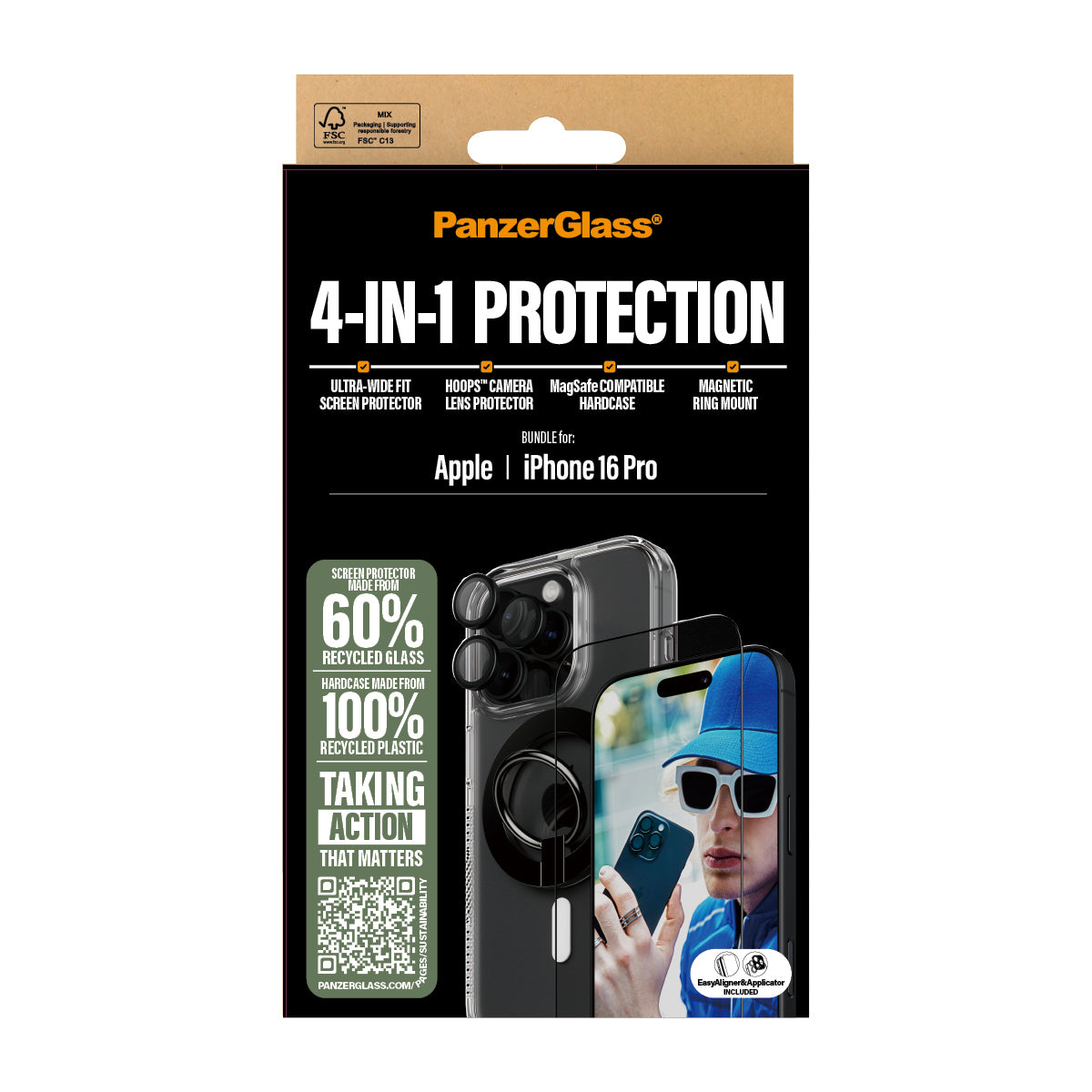 PanzerGlass ® 4-in-1 Protection Bundle iPhone 16 Pro Protection d'écran transparent Apple 1 pièce(s)