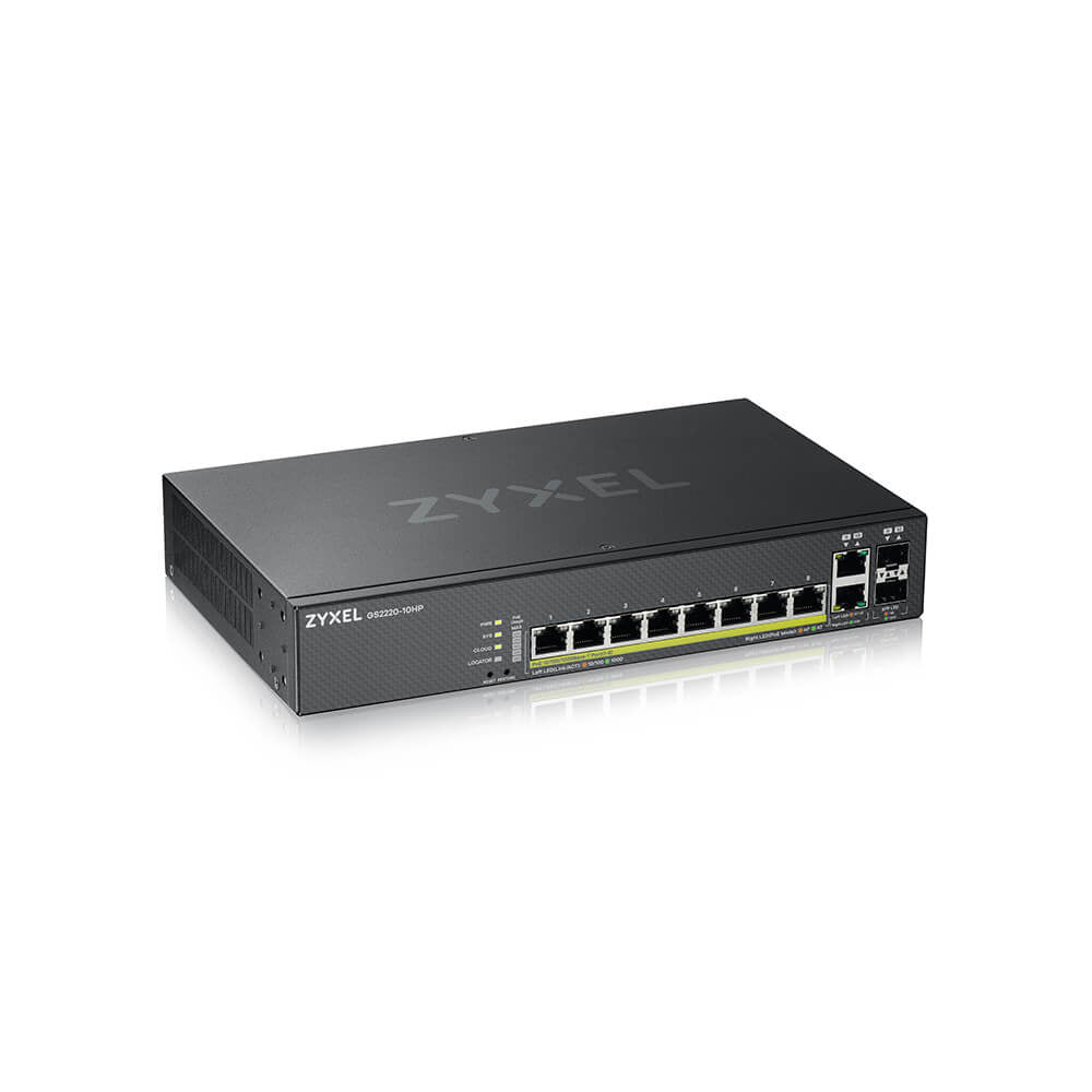 Zyxel GS2220-10HP-EU0101F Commutateur Réseau Géré L2 Gigabit Ethernet PoE Noir