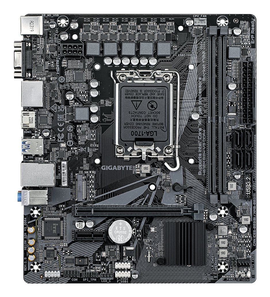 GIGABYTE H610M S2H V3 DDR4 Carte mère - Compatible avec processeurs Intel Core 14th CPUs, 4+1+1 Hybrid Digital VRM, up to 3200MHz DDR4, 1xPCIe 3.0 M.2, GbE LAN , USB 3.2 Gen 1