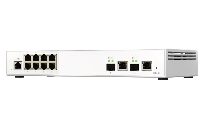 QNAP QSW-M2108-2C Commutateur Réseau Géré L2 2.5G Ethernet, 2 ports combo 10GbE SFP+/RJ45, 8 ports 2.5GbE, Gris et Blanc