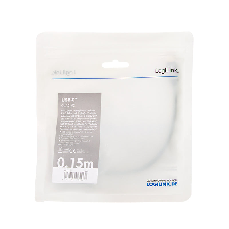 LogiLink CUA0102 changeur de genre de câble USB 3.2 Gen1 Type-C DisplayPort Noir