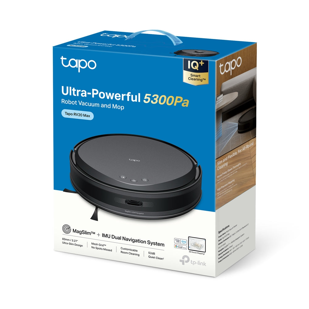 TP-Link Tapo RV20 Max Aspirateur Robot, Noir