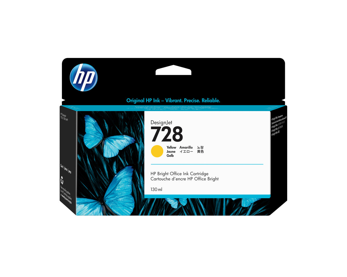 HP 728 Cartouche d'Encre DesignJet Jaune 130 ml