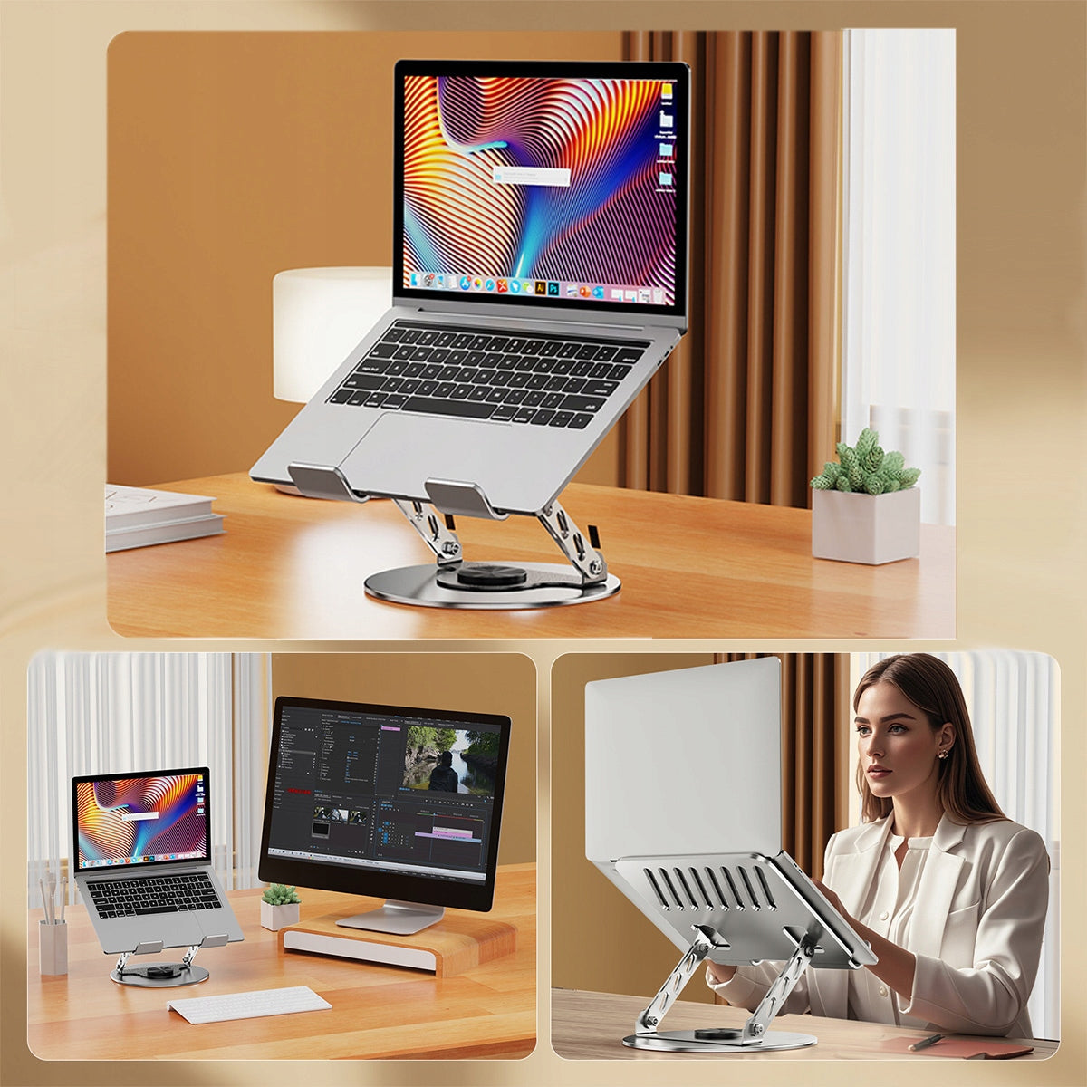 Support pour ordinateur portable et tablette, réglable, rafraîchissant et pivotant, 15-17 pouces, Zenwire ErgoBase M1