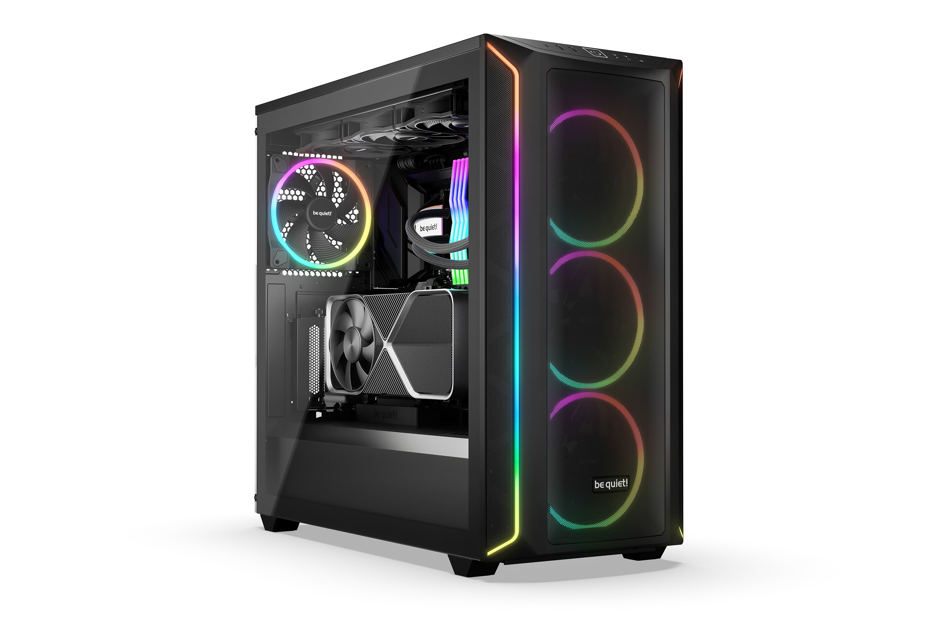 be quiet! Shadow Base 800 Noir | Boîtier PC ARGB vitré, Mini ITX / Micro ATX / ATX / E-ATX, 4 ventilateurs Light Wings PWM 140 mm