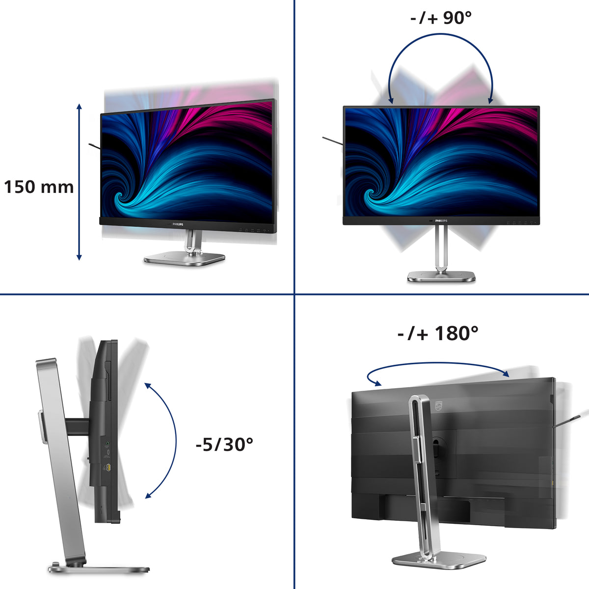 Philips 4000 series 27B2N4500/00 Moniteur PC 27" Quad HD 2560 x 1440 LCD Gris