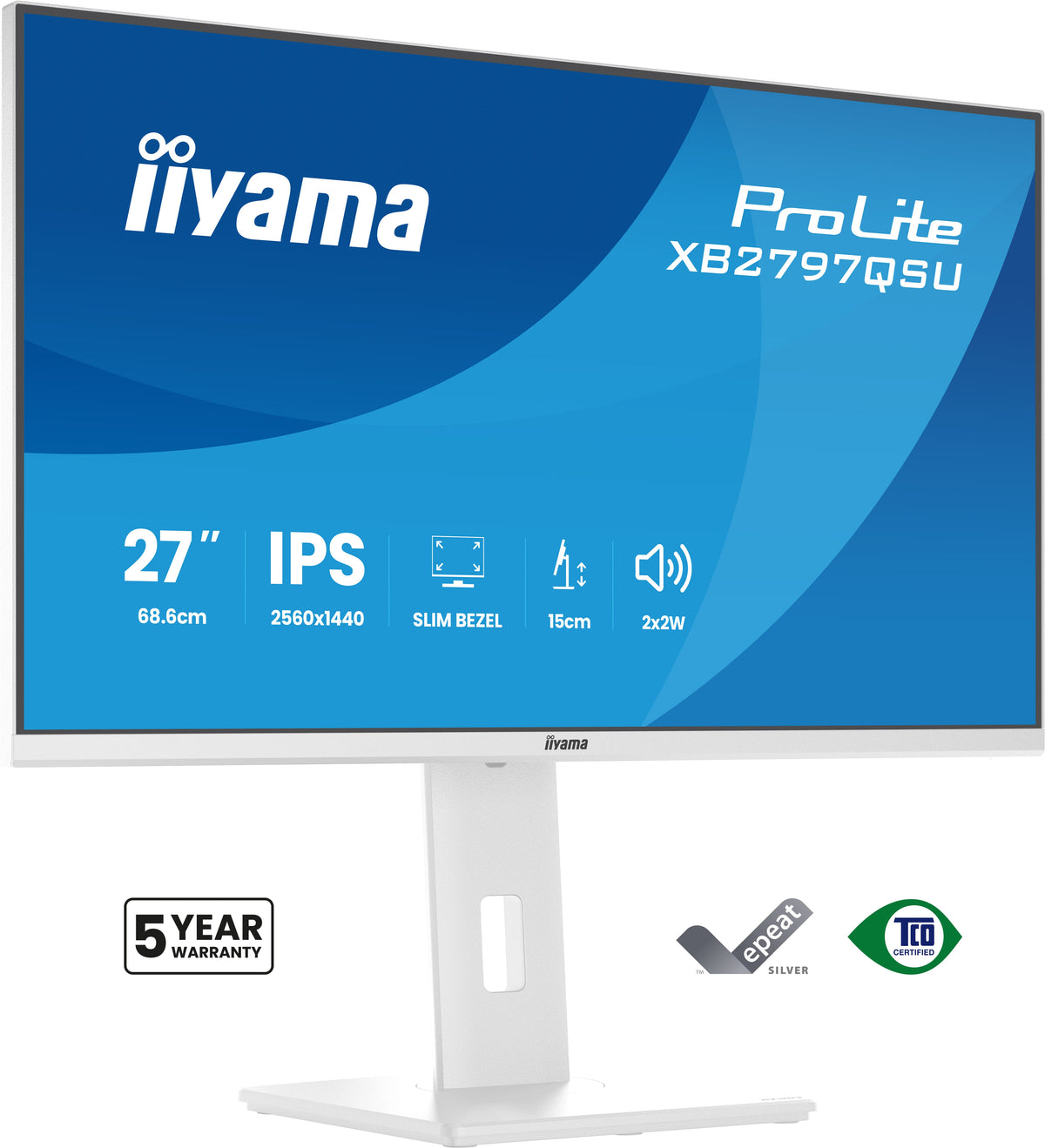 iiyama ProLite XB2797QSU-W1 Écran PC 27" Quad HD LED Blanc