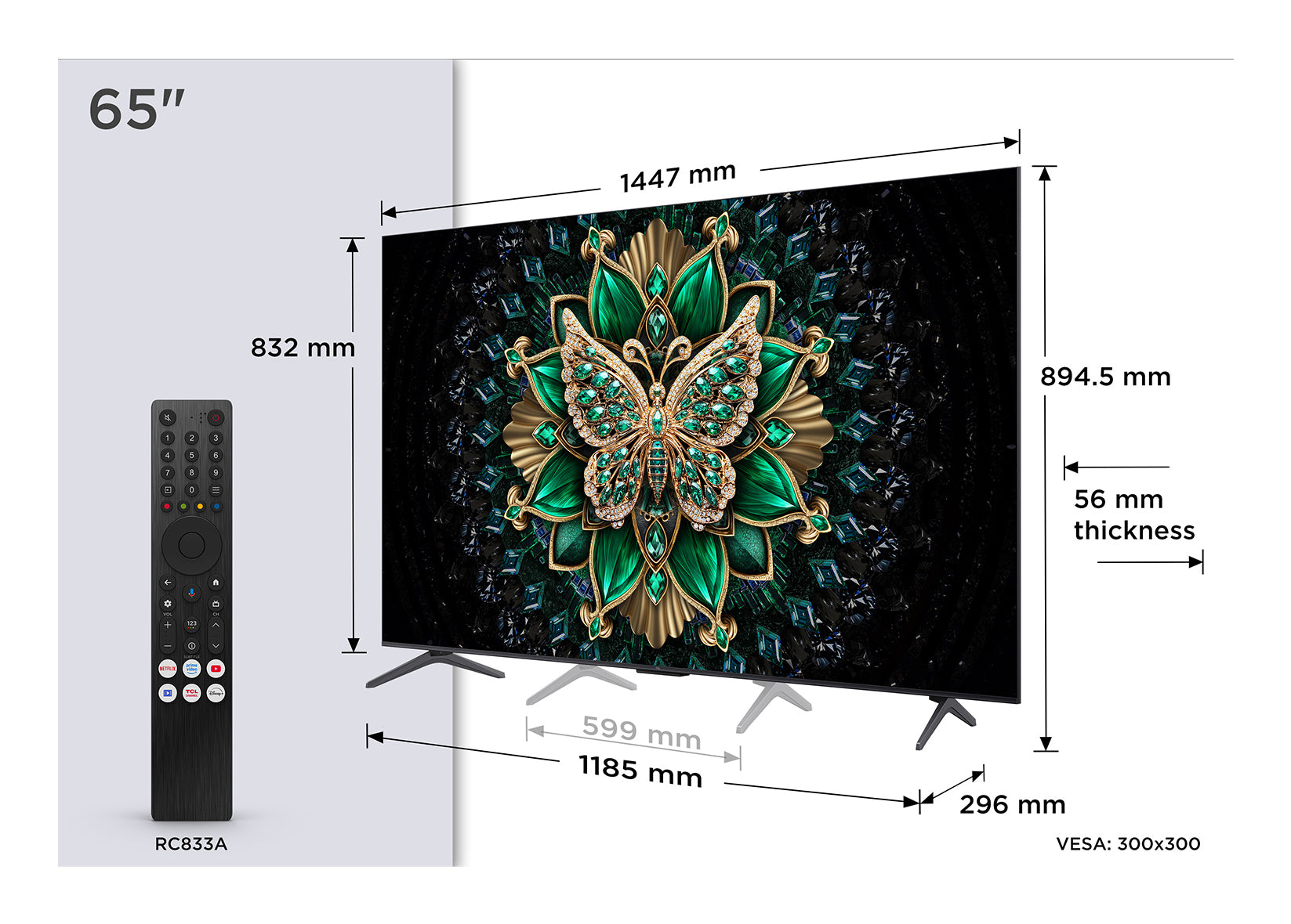TCL C6K 65C6K TV 165,1 cm (65") 4K Ultra HD Smart TV Wifi Métallique
