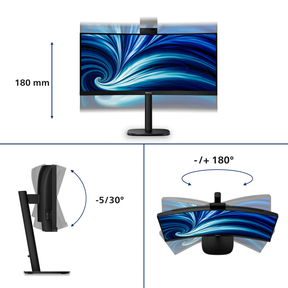 Philips 3000 series 34B2U3600CH/00 écran plat de PC 86,4 cm (34") 3440 x 1440 pixels Wide Quad HD LCD Noir