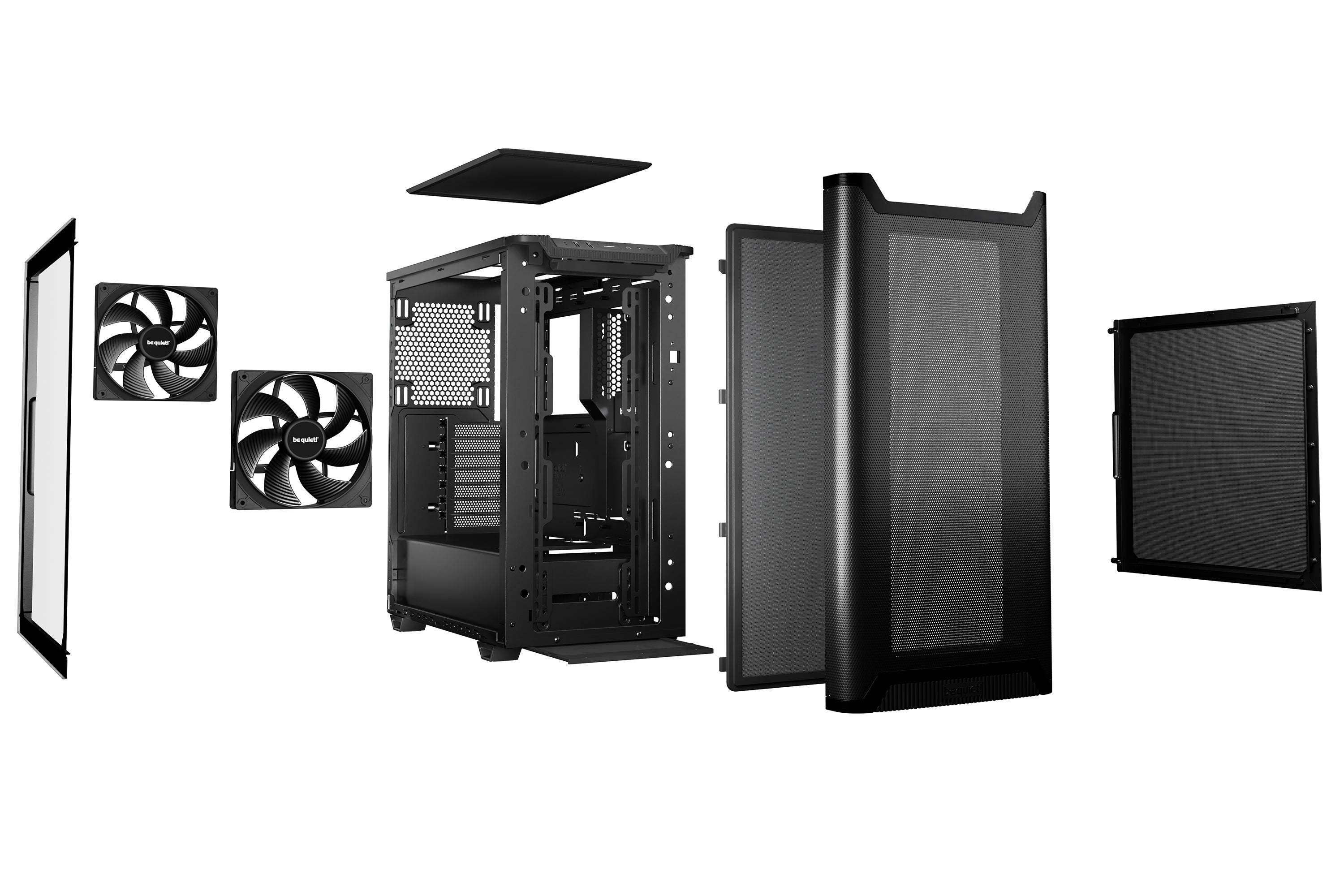 be quiet! Pure Base 501 Noir | Boîtier PC vitré , Mini ATX / Micro ATX / ATX, 2 ventilateurs Pure Wings 3 140 mm PWM