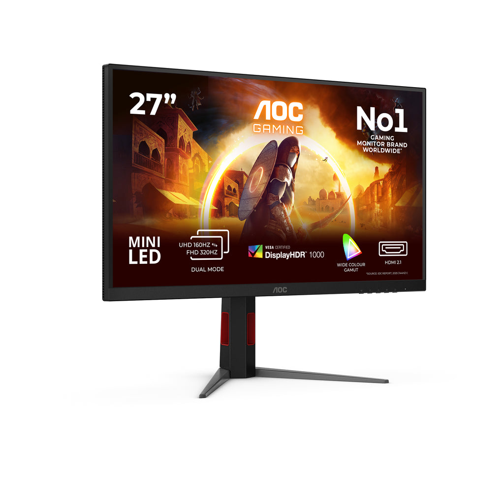 AOC G4 U27G4XM Écran Gaming 27" 4K UHD MiniLED 3840 x 2160 pixels, 160Hz, 1ms, Noir et Rouge