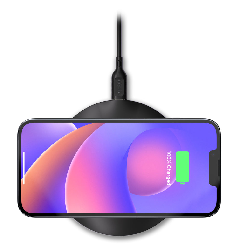 mophie Essentials Wireless Charging Pad 15W, Chargeur sans fil USB pour Smartphone, Noir