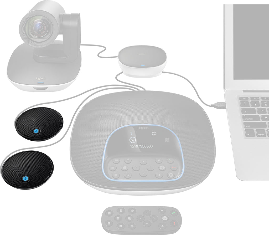 Logitech GROUP Microphones d'Extension Filaire, Noir