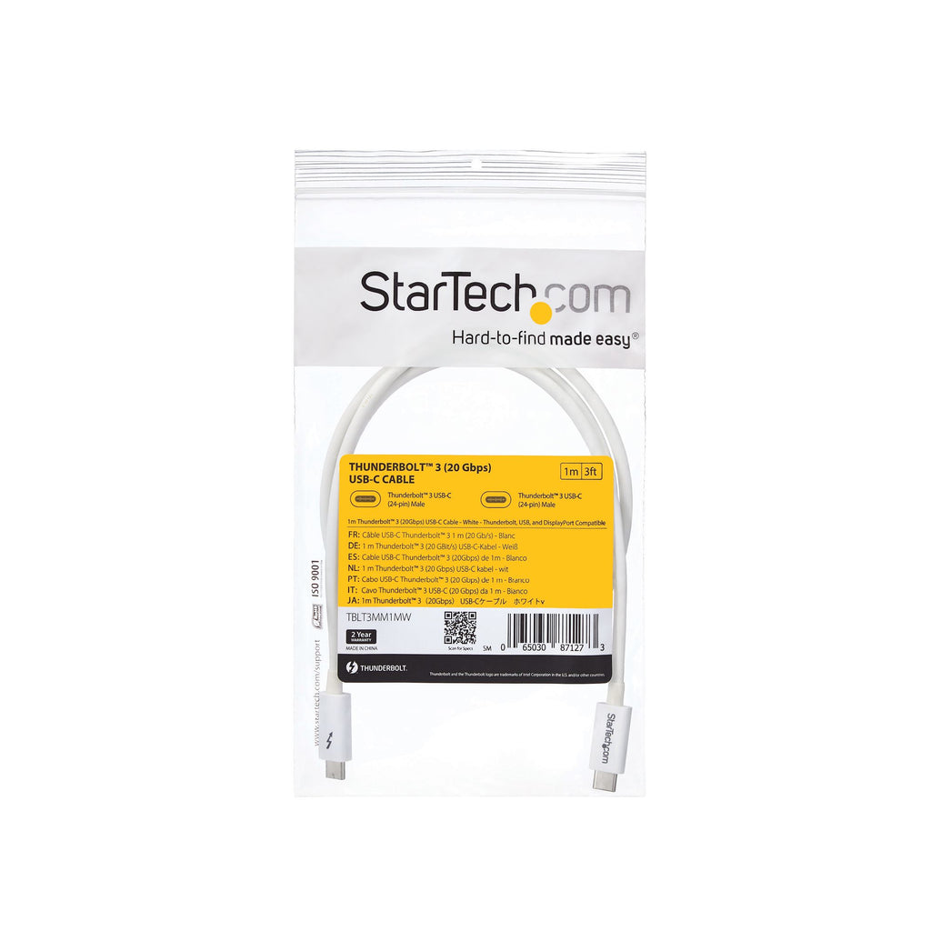 StarTech.com Câble Thunderbolt 3 1 m 20 Gb/s Blanc