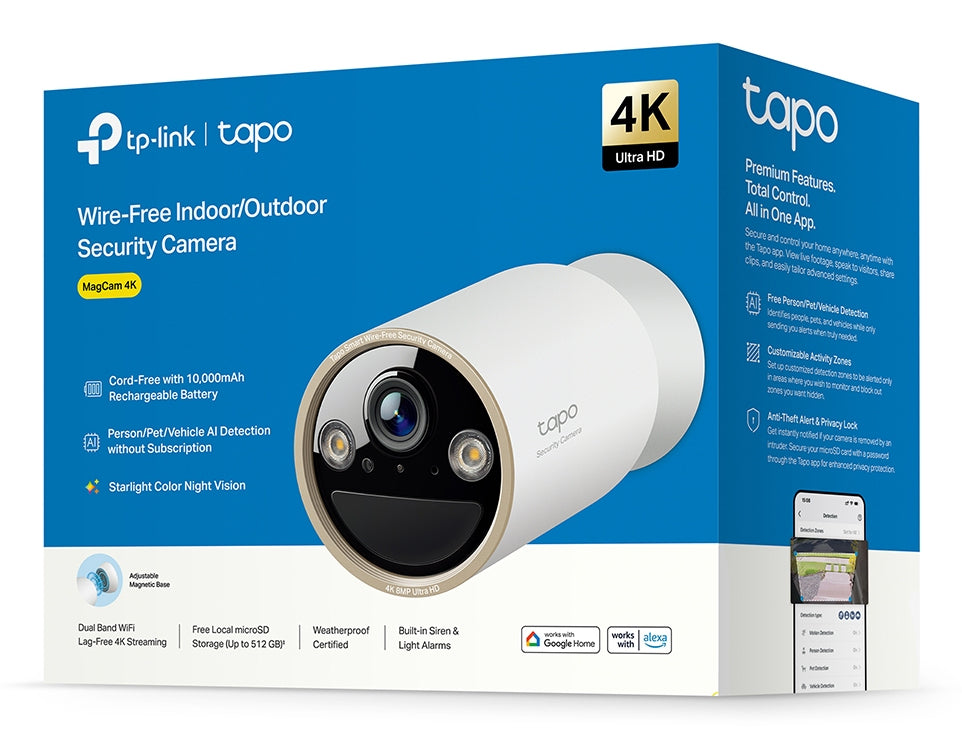 TP-Link Tapo C460 Balle (forme) Caméra de sécurité IP Extérieure 3840 x 2160 pixels Plafond/mur