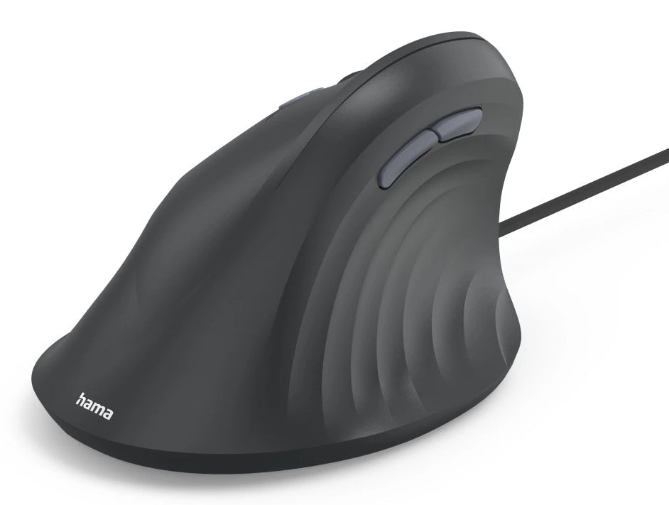 Hama ECM-500L Souris de Bureau pour Gauchers, Optique 1800 DPI, USB Type-A, Noir